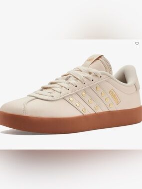 Adidas VL Court Sneakers Wonder White Gold Gum Sole Size 7 NWOT